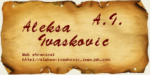Aleksa Ivašković vizit kartica
